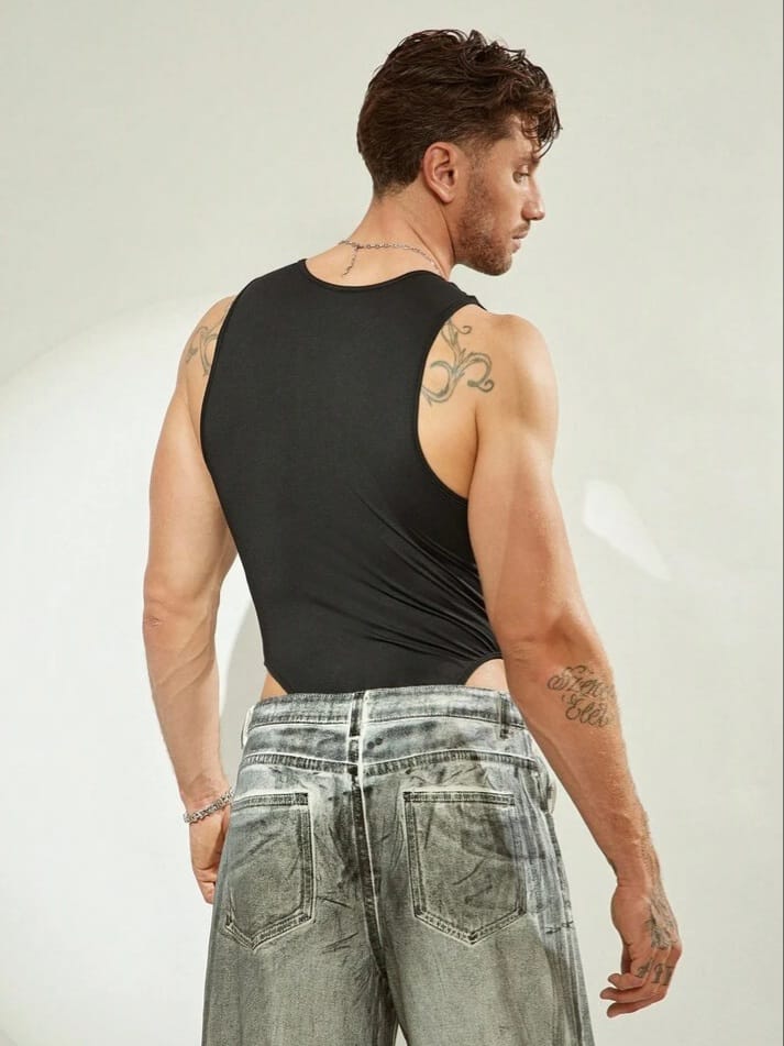 UPTOWN-FUNKY Men's Outdoor Casual Shorts Slim Fit Sleeveless Bodysuit